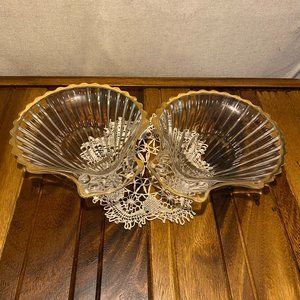 Vintage Gold-edged Shell Trinket Plates .